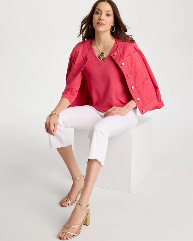 Cotton Stretch 3/4 Sleeve Tee - image 2
